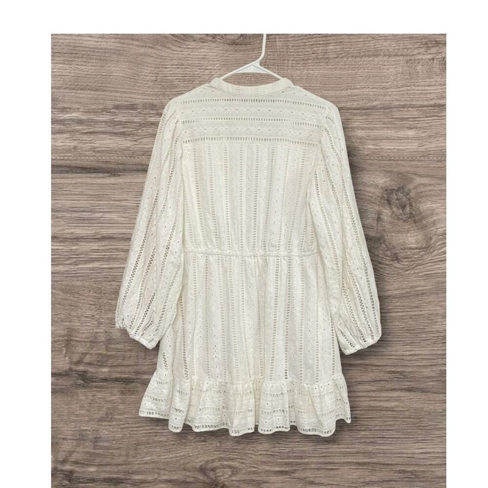 Anthropologie Forever that Girl Eyelet Long Sleeve Mini-Dress Sz Small Tie Waist - Picture 3 of 9